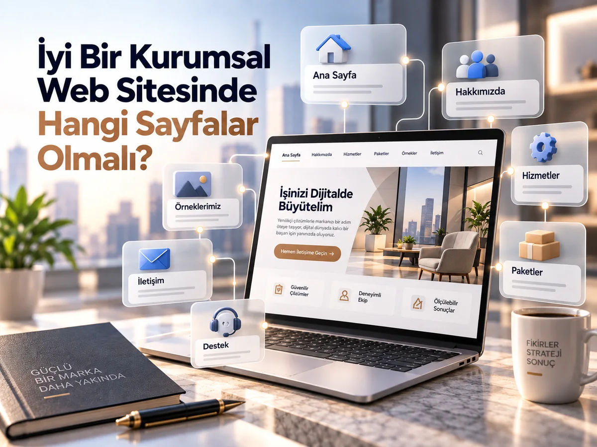İyi Bir Kurumsal Web Sitesinde Hangi Sayfalar Olmalı? yazısı için hazırlanan kapak görseli