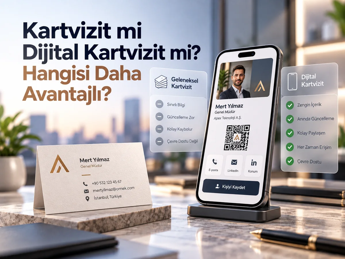 Kartvizit mi Dijital Kartvizit mi? Hangisi Daha Avantajlı? yazısı için hazırlanan kapak görseli
