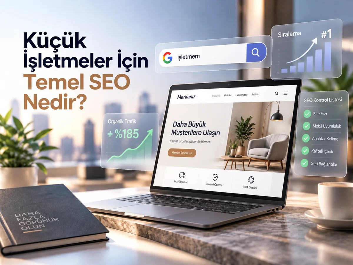 Küçük İşletmeler İçin Temel SEO Nedir? yazısı için hazırlanan kapak görseli