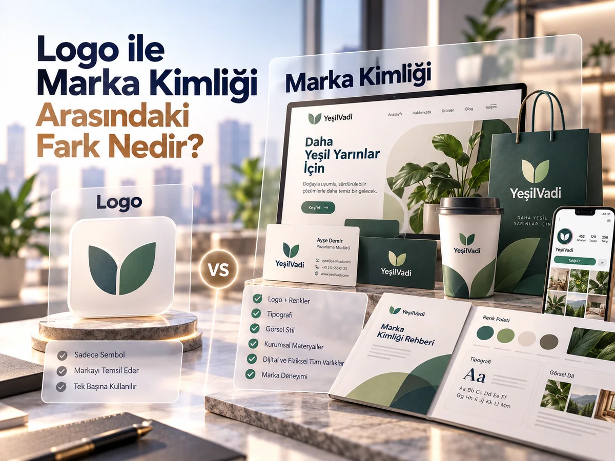 Logo ile Marka Kimliği Arasındaki Fark Nedir? yazısı için hazırlanan kapak görseli