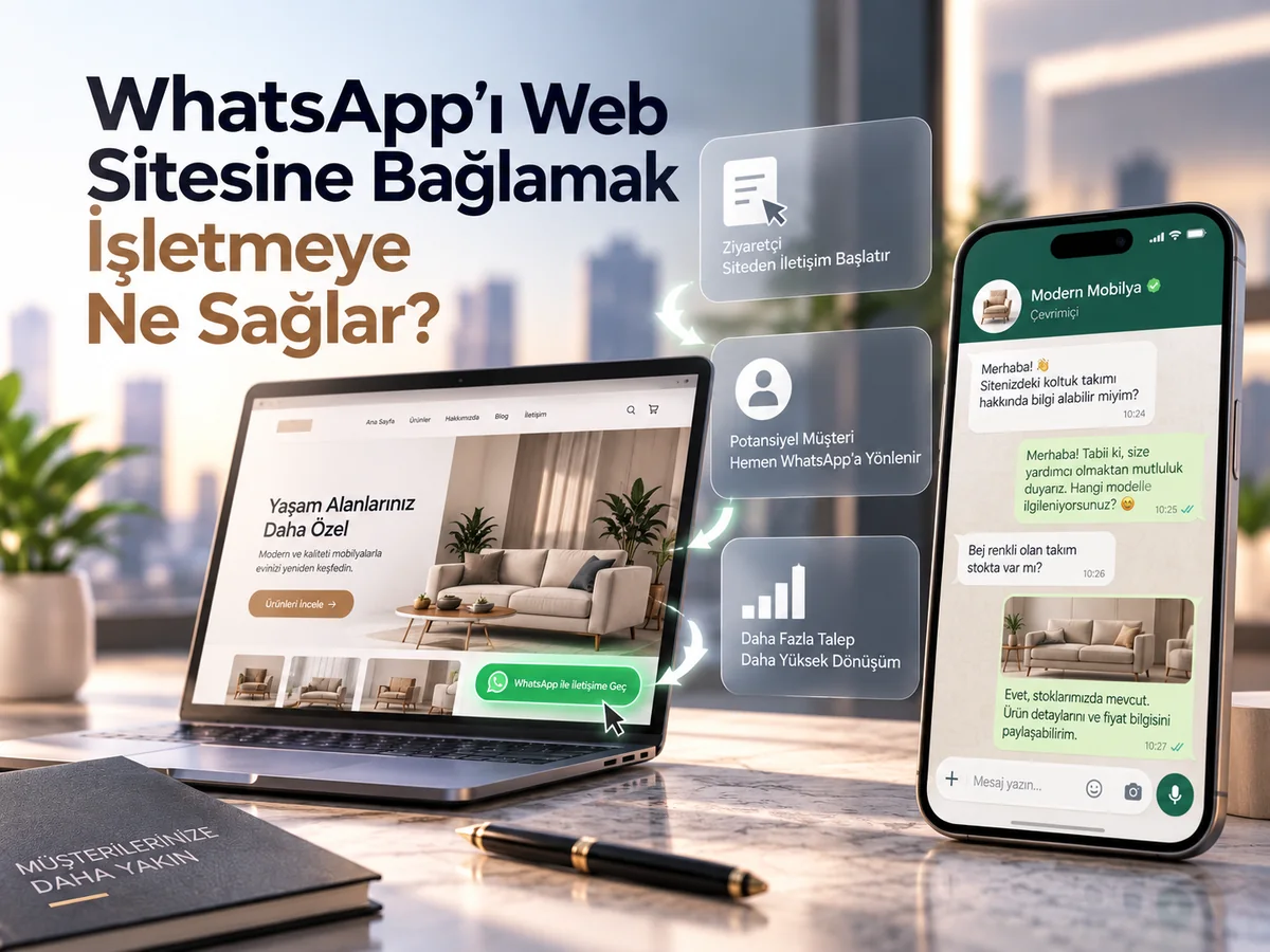 WhatsApp'ı Web Sitesine Bağlamak İşletmeye Ne Sağlar? yazısı için hazırlanan kapak görseli
