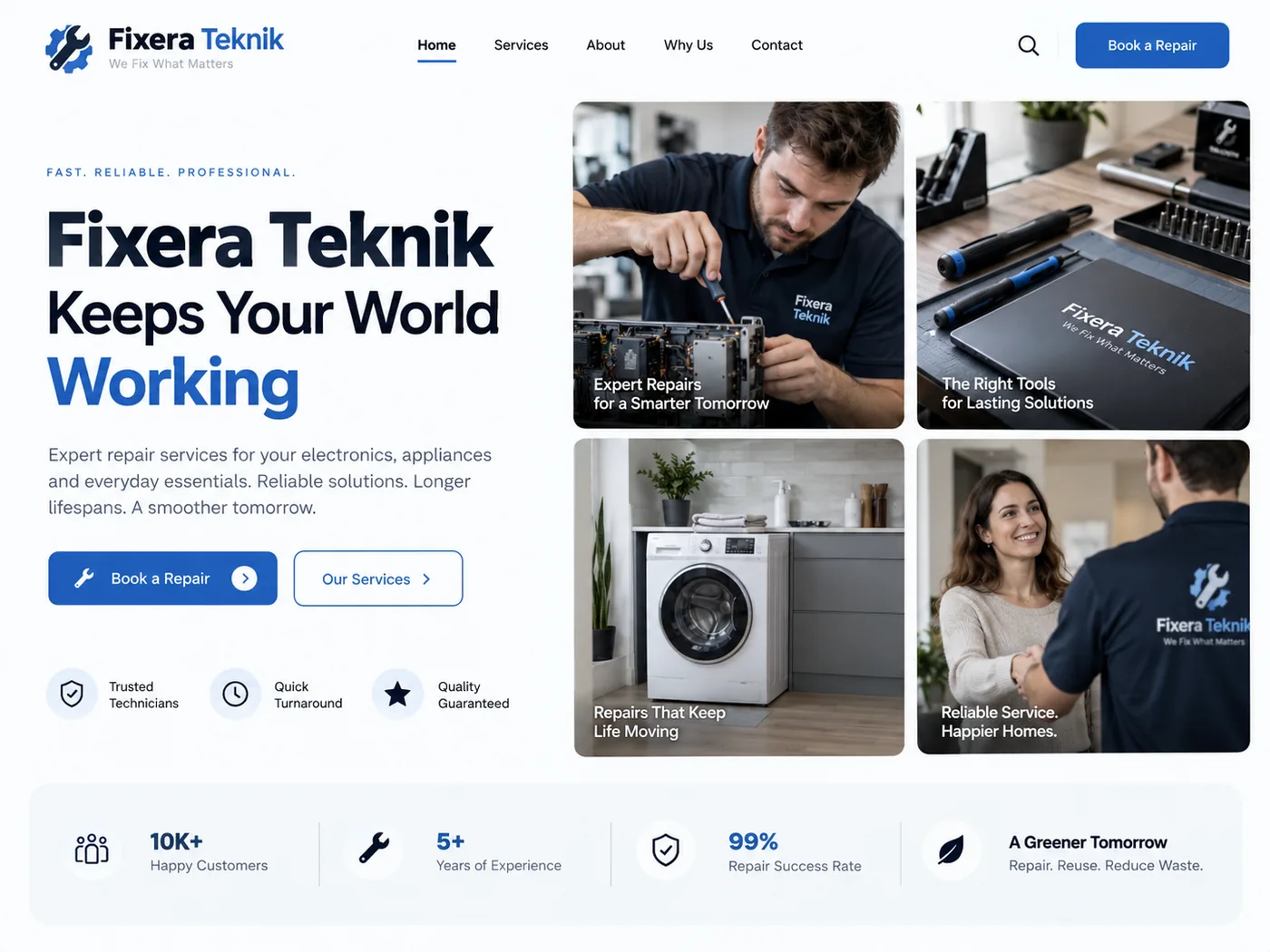 Tamir / Teknik Servis için demo web sitesi tasarımı